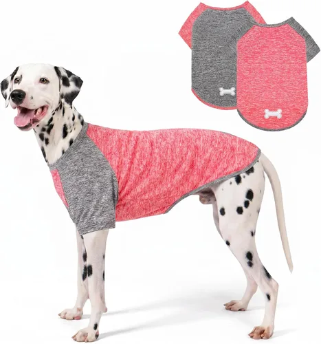 Miniatura 13 de KYEESE Paquete de 2 camisetas para perro con mangas, camisetas ligeras de protección solar para perros pequeños, transpirables para mascotas, ropa