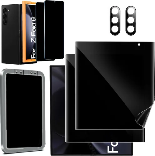Ferilinso Paquete de 2 protectores de pantalla de privacidad para Samsung Galaxy Z Fold 6 [compatible con fundas de teléfono], película interior