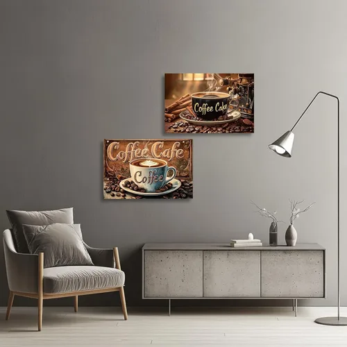 Miniatura 5 de XLMDYYSW Letrero de café vintage para pared, fotos de cocina, tazas de café y frijoles, impresiones en lienzo rústico familiar para cafetería, bar