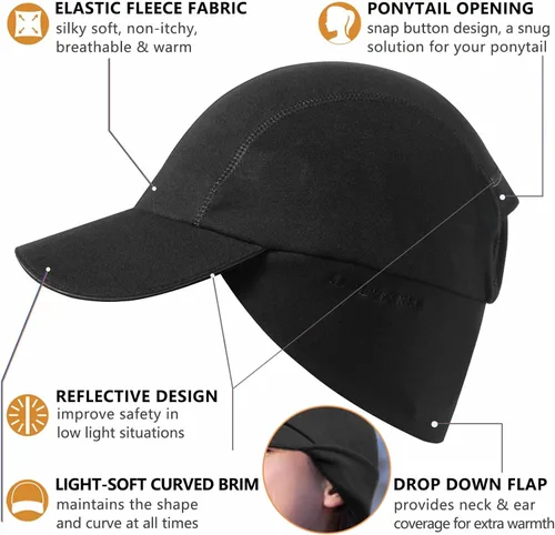 Miniatura 2 de GADIEMKENSD Sombrero de cola de caballo reflectante de invierno para mujer con calentador de orejas desplegable