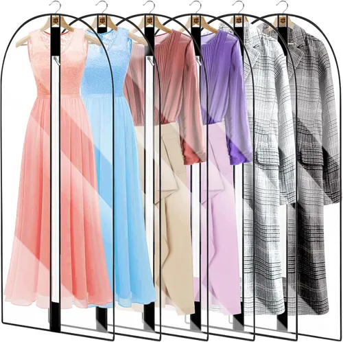 Miniatura 7 de Paquete de 6 fundas de ropa transpirables transparentes con cremallera, 23.6 x 39.9 pulgadas, impermeables, fundas para bolsas de vestir, bolsa