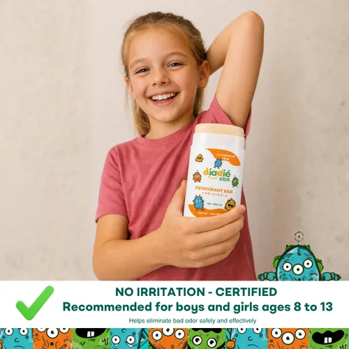 Miniatura 4 de Diadié Desodorante natural para niños y niñas, sin aluminio, seguro, en barra, 2.1 onzas, 1 paquete