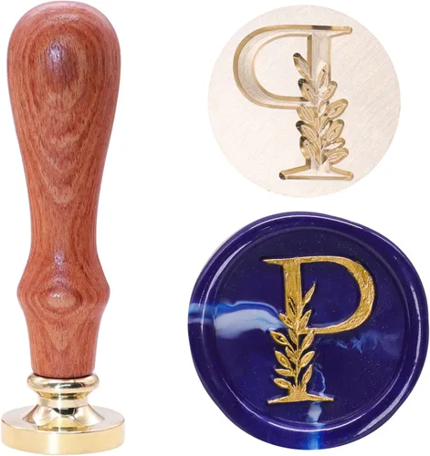 Miniatura 19 de SWANGSA Kit de Sello de Cera con Inicial del Alfabeto H, Sello de Sellado de Letras con Hojas Botánicas Elegantes Vintage con Perlas de Cera