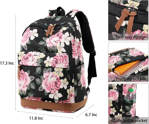 Miniatura 3 de Abshoo - Mochila de lona con lunares, juego de 3 mochilas para adolescentes y niñas