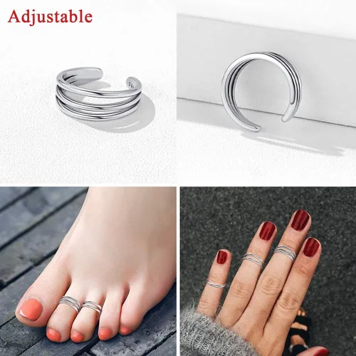 Miniatura 2 de ChicSilver Anillo de plata de ley 925, anillo de banda ajustable hipoalergénico, Plata de ley