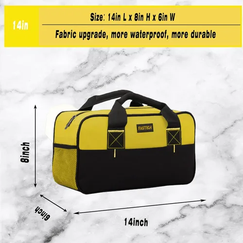 Miniatura 2 de FASTECH Bolsa de herramientas con cremallera de 14 pulgadas, pequeña bolsa de herramientas de boca ancha, bolsa organizadora de herramientas
