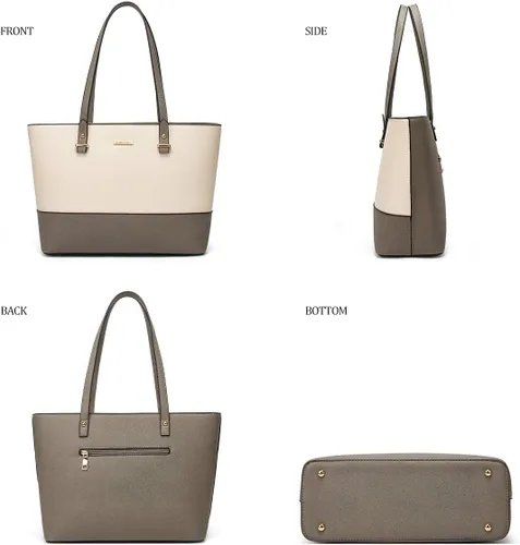 Miniatura 139 de Juego de 4 bolsas modernos para mujer de cuero sintético: bolso tote, bolso de hombro, bolso de mano y cartera.