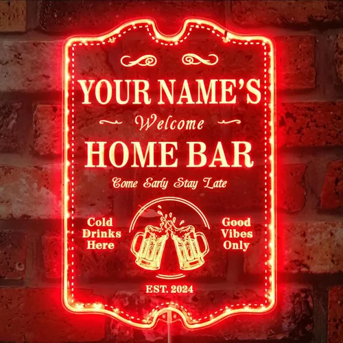 Miniatura 21 de ADVPRO Letrero de neón LED de doble color personalizado con tu nombre para bar casero de cerveza, año de establecimiento, blanco y morado, 16 x 12