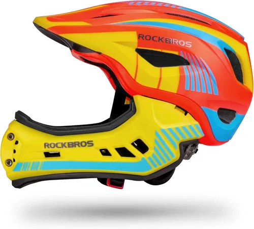Miniatura 8 de ROCKBROS Casco integral para niños Cascos de bicicleta para niños Casco ligero de bicicleta de montaña para niños pequeños Desmontable para MTB BMX