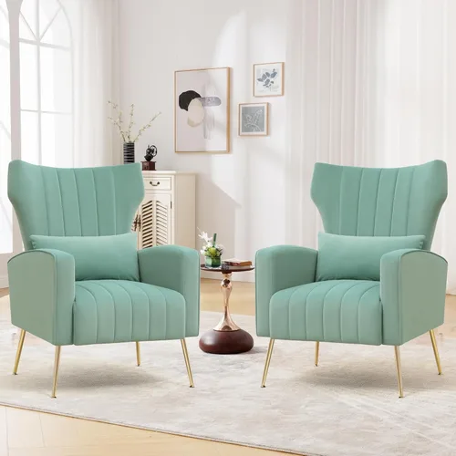 Miniatura 15 de Silla de Acento Moderna Cómoda Sillón con Respaldo Alto con Almohada Silla Tapizada con Carcasa Silla de Lectura para Dormitorio, Sala de Estar