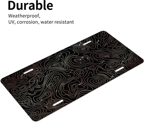 Miniatura 6 de Placa de matrícula de aluminio con contorno dorado topográfico, cubierta de metal para matrícula delantera de coche, accesorio decorativo
