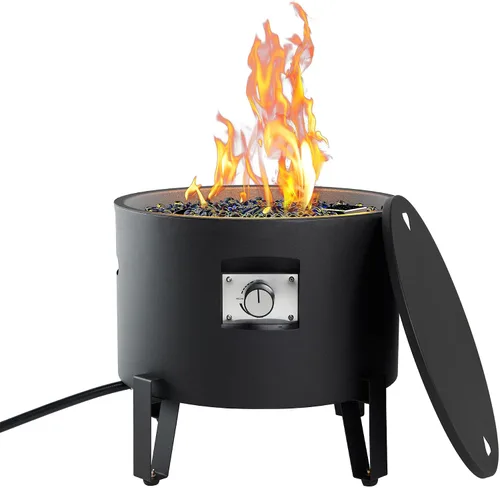 Miniatura 2 de BAIDE HOME Fogata de propano portátil para campamento RV de 50,000 BTU, redonda, 15 pulgadas de alto x 16 pulgadas de ancho, hoguera portátil de gas