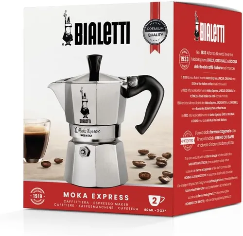 Miniatura 6 de Bialetti Moka Express Cafetera de espresso con filtro sobre mesada, Plateado
