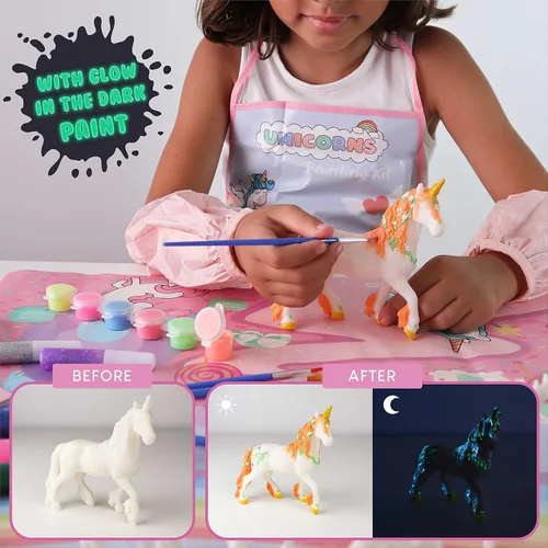 Miniatura 4 de BONNYCO Regalos de unicornios para niñas, kit de pintura con 18 figuras, pintura para niños con brillo en la oscuridad. Juguetes para niñas de 3, 4