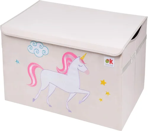 Wildkin Cofre de tela para juguetes para niños, caja de almacenamiento resistente con asa para juguetes y suministros - Unicornio