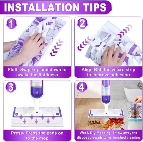 Miniatura 7 de Almohadillas de mopa eléctricas desechables para Powermop, 12 unidades, almohadillas EXEGO para mopa húmeda y seca, recambios de madera