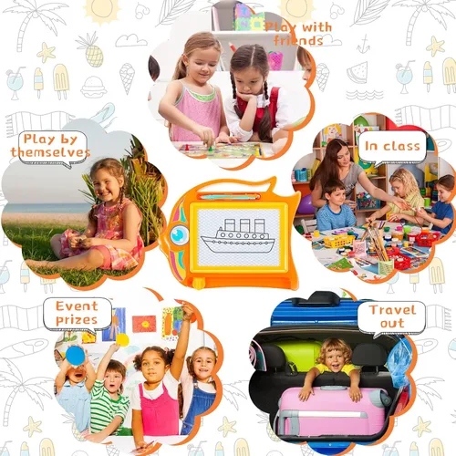 Miniatura 6 de 24 piezas de mini tablero magnético de dibujo para niños, tablero de garabatos borrable, bloc de escritura de bocetos colorido para recompensas