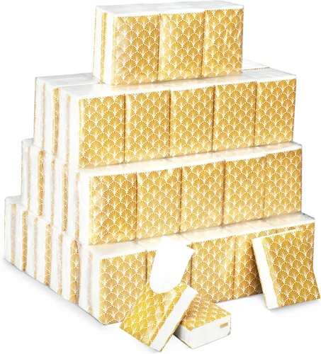 Miniatura 13 de Ctosree Paquete de 50 pañuelos geométricos de bolsillo, paquetes de viaje a granel de 500 hojas de tejidos pequeños, paquetes a granel de 3 capas