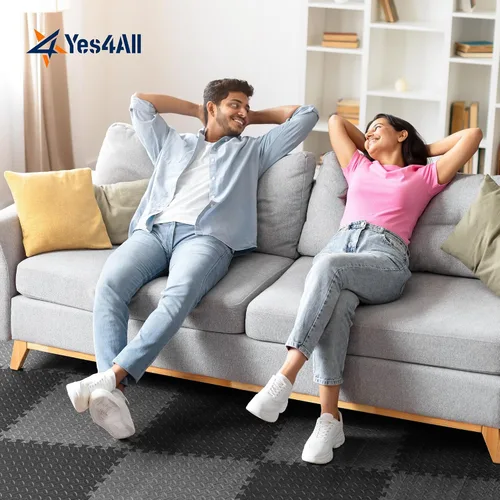 Miniatura 2 de Yes4All 24SQFT-120SQFT - Tapete de ejercicio de rompecabezas para gimnasio en casa, baldosas de espuma EVA entrelazadas con borde
