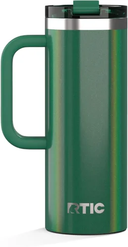 Miniatura 20 de RTIC - Taza de viaje para viajes de 16oz con tapa y asa, forrada en cerámica, aislada, de acero inoxidable, metálica, de doble pared con aislamiento