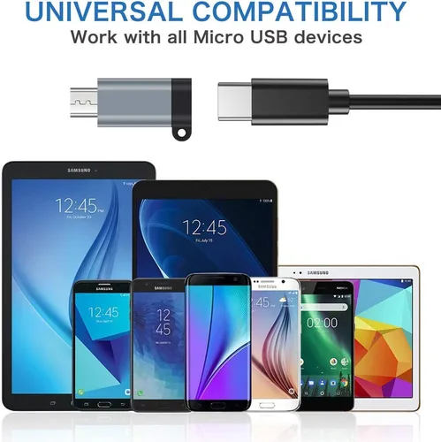 Miniatura 5 de Adaptador USB C a Micro USB, (paquete de 4) tipo C hembra a micro USB macho Conector de conversión con llavero de carga y sincronización de datos