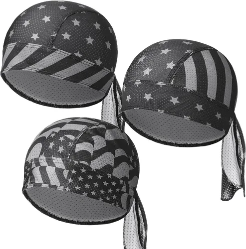 Miniatura 3 de Chuangdi 3 unidades Do Rags Dew Rag Skull Caps para hombres, bandana, gorros, sombreros pirata, gorras de ciclismo, diademas para la cabeza