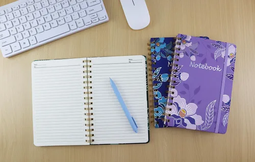 Miniatura 6 de Paquete de 3 cuadernos de bolsillo de tapa dura en espiral para mujeres, cuadernos universitarios a rayas A5 con bolsillo, 8.5" x 5.7", 160 páginas