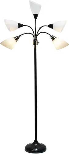 Miniatura 8 de Simple Designs LF2006-BAW 67" Lámpara de pie contemporánea con múltiples cabezales Medusa de 5 luces, lámpara de pie ajustable de cuello de cisne
