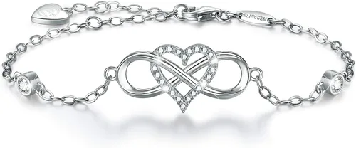 Miniatura 8 de BlingGem - Pulsera de plata esterlina 925, diseño de cruz, símbolo de buena fe, infinito clásico, religioso, multiuso, para mujer, adolescentes