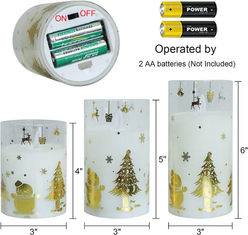 Miniatura 2 de Velas de Navidad sin llama que funcionan con pilas, control remoto y temporizador parpadeante, velas LED de pilar de cristal, mecha móvil, cera