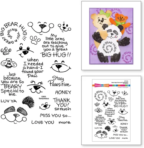 Miniatura 2 de Spellbinders Stampendous Bear Hugs Face and Sentiments - Juego de sellos transparentes