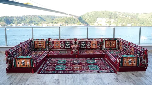 Miniatura 2 de arabicsofa Juego de asientos de sofá árabe granate en forma de U - Sofá modular bajo para sala de estar