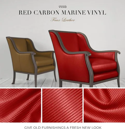 Miniatura 2 de VViViD Tela de vinilo marina con acabado de piel sintética resistente a la intemperie de fibra de carbono roja (9 pies x 54 pulgadas)