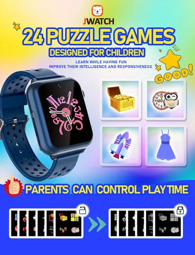 Miniatura 2 de Reloj inteligente para niños, con 10 historias, 24 juegos de rompecabezas, podómetro, despertador, relojes para niños, juguetes para 6, 7, 8, 9, 10