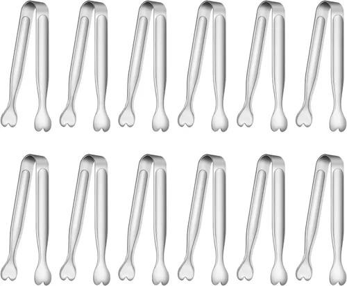 Miniatura 13 de Mini Pinzas para Servir, Anytrp Paquete de 18 Pinzas de Acero Inoxidable para Azúcar, Pinzas para Hielo de 4.3 pulgadas, Pinzas de Cocina para Oro