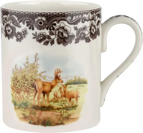 Miniatura 11 de Spode Woodland Rabbit - Taza de porcelana fina de 16 onzas con borde de flores británicas, apta para lavavajillas, microondas, congelador y horno