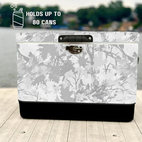 Miniatura 5 de FSE Enfriador de Metal de Lados Duros de 54 Cuartos / 80 Latas, Camuflaje Gris y Negro de Dos Tonos, Enfriador de Bebidas Duradero para Exteriores