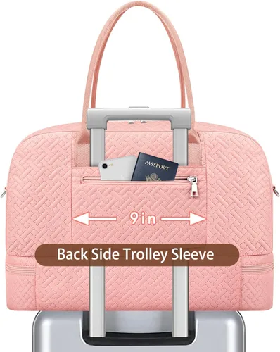 Miniatura 58 de IBFUN Bolsas de fin de semana para mujer, bolsa grande de lona para viaje, bolsa de viaje con compartimento para zapatos, 21 pulgadas, juego de 3