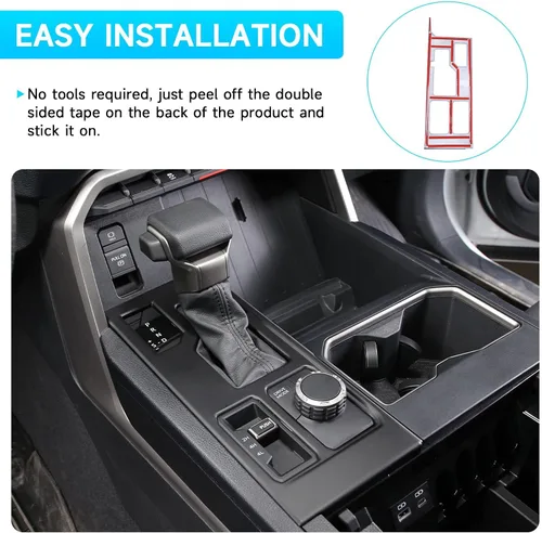 Miniatura 5 de TOYCIDFG Cubierta del panel de palanca de cambios compatible con Toyota Tundra 2022-2026, accesorios interiores (negro UV)