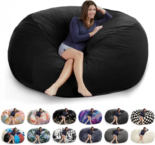 Funda de puf gigante de 6 pies - Suave y esponjosa funda de puf de terciopelo holandés (sin relleno, solo funda), cómoda funda de puf de 6 pies,