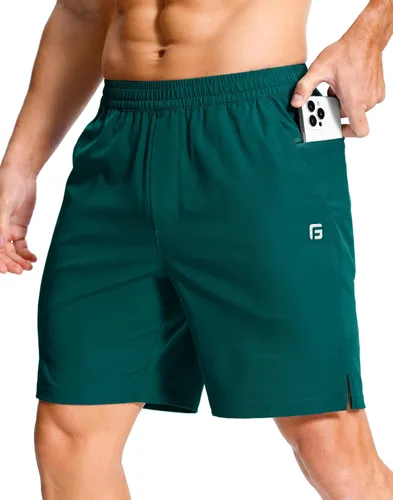 Miniatura 77 de GGJ Pantalones cortos deportivos ligeros para hombre con 2 bolsillos con cremallera de 7/5/9 pulgadas, pantalones cortos de tenis de secado rápido