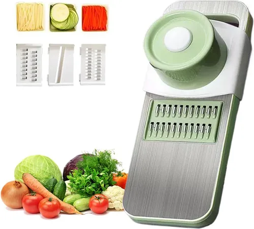 Cortador de verduras multifuncional, juego de picador de verduras, cortador manual de alimentos y cortador de alimentos con 3 cuchillas, cuchillo