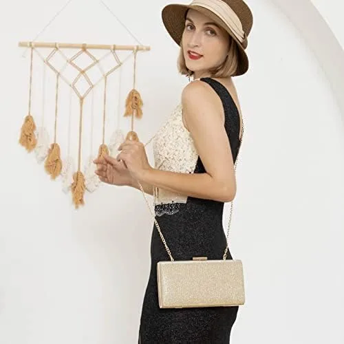 Miniatura 4 de Rucavono Monederos de mano para mujer, bolsos de mano dorados, bolsos de noche, bolsos clásicos de boda, fiesta, novia, baile de graduación, bolso