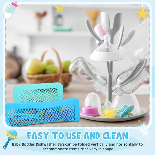 Miniatura 7 de Maxcheck Bolsa de silicona para lavavajillas, 2 unidades, bolsa grande para botellas de bebé, bolsa de lavavajillas de silicona para artículos