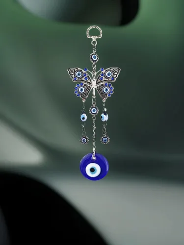 Miniatura 7 de Adorno de decoración colgante de mariposa azul turco con mal de ojo turco (con una bolsa de decoración mejor)-003