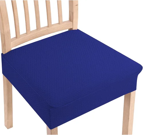 Miniatura 36 de Smiry Juego de 4 fundas de asiento elásticas de jacquard para sillas de comedor, extraíbles y lavables, sin fundas traseras, color gris pardo