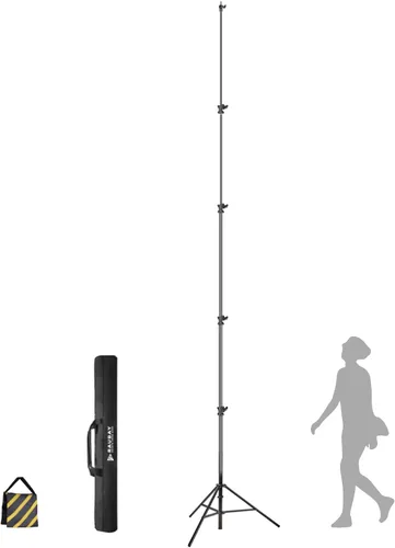 【Resistente de 16 pies】Trípode RAUBAY Extreme Tall para cámara de video deportiva con amortiguación de aire, soporte de luz telescópico de aleación