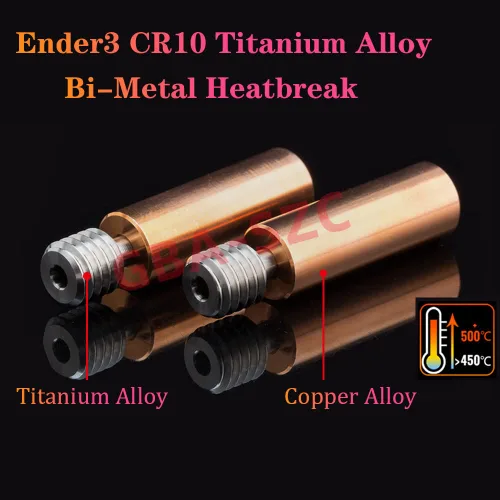 Miniatura 2 de Actualización Ender 3 Bimetálico Heatbreak, aleación de titanio bimetálico para Ender 3/V2/Pro/Ender 5/Plus/Pro/CR-10/CR-10S/S4