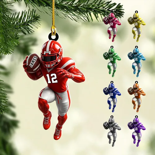 Miniatura 30 de Adornos de fútbol personalizados, hombreras y casco, adorno de Navidad, regalo de jugador estadounidense, regalo para niños y niñas, decoración