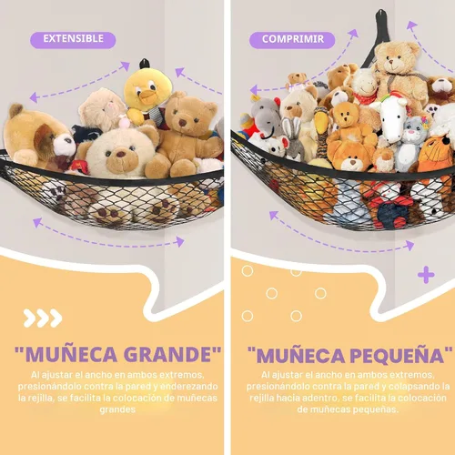 Miniatura 2 de Lazebox Hamaca de red para animales de peluche para juguetes de peluche, hamaca de animales de peluche de esquina para decoración de habitación